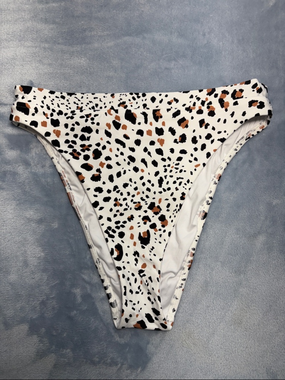 Victoria's Secret White Leopard Print Bikini Bottoms with Black and Brown Spots